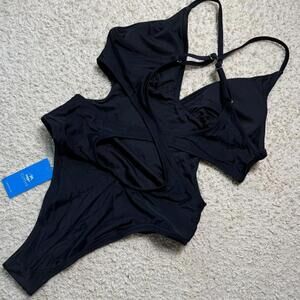 CupShe Black Cross Back One Piece SMALL NWT